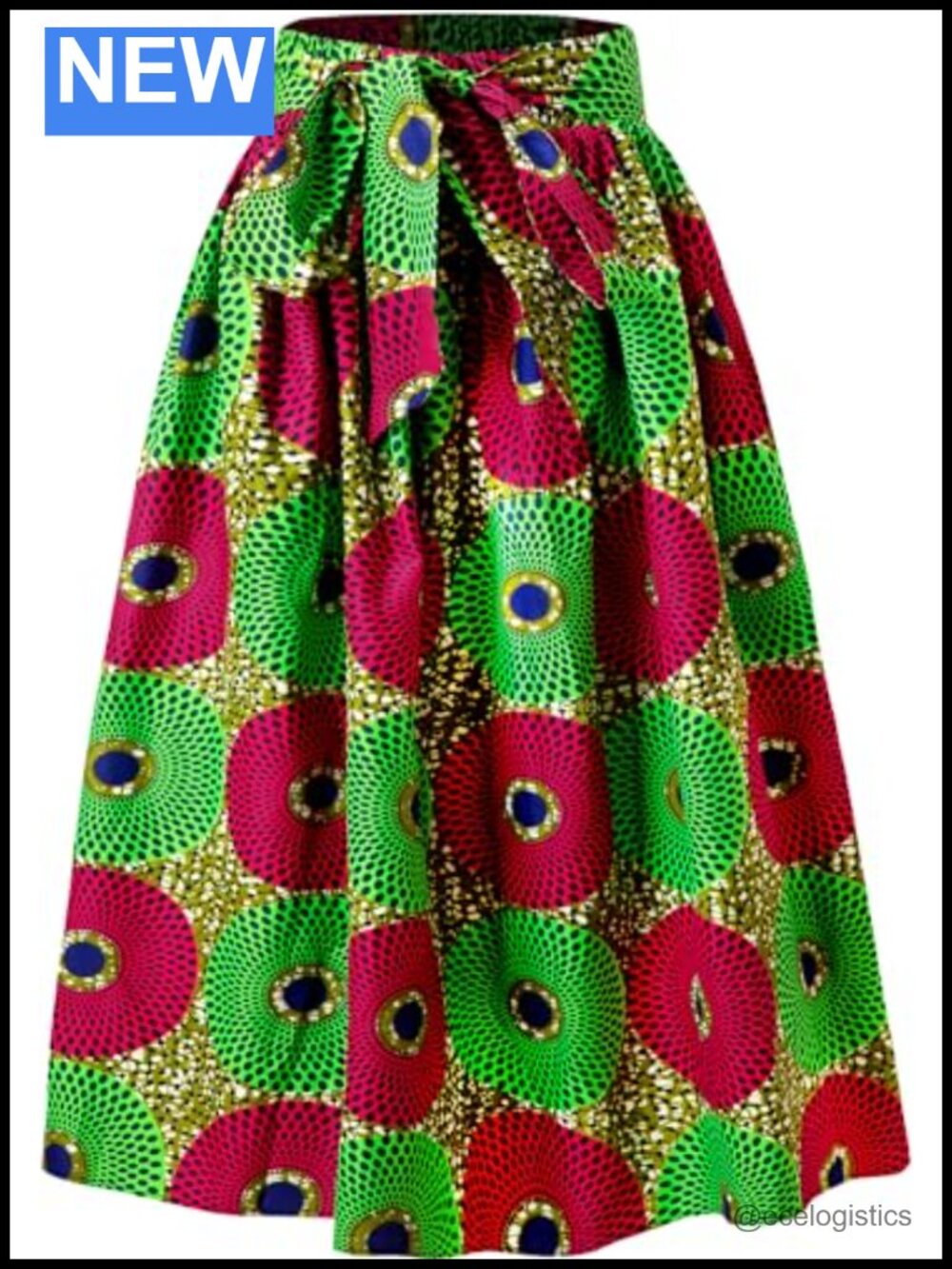 Women's Ankara Wax Print Full Circle Skirt with Pockets Cotton